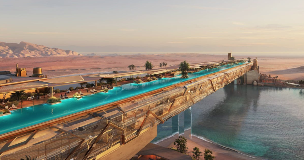 suudi arabistan da siradisi bir otelin catisina 450 metrelik yuzme havuzu insa edilecek